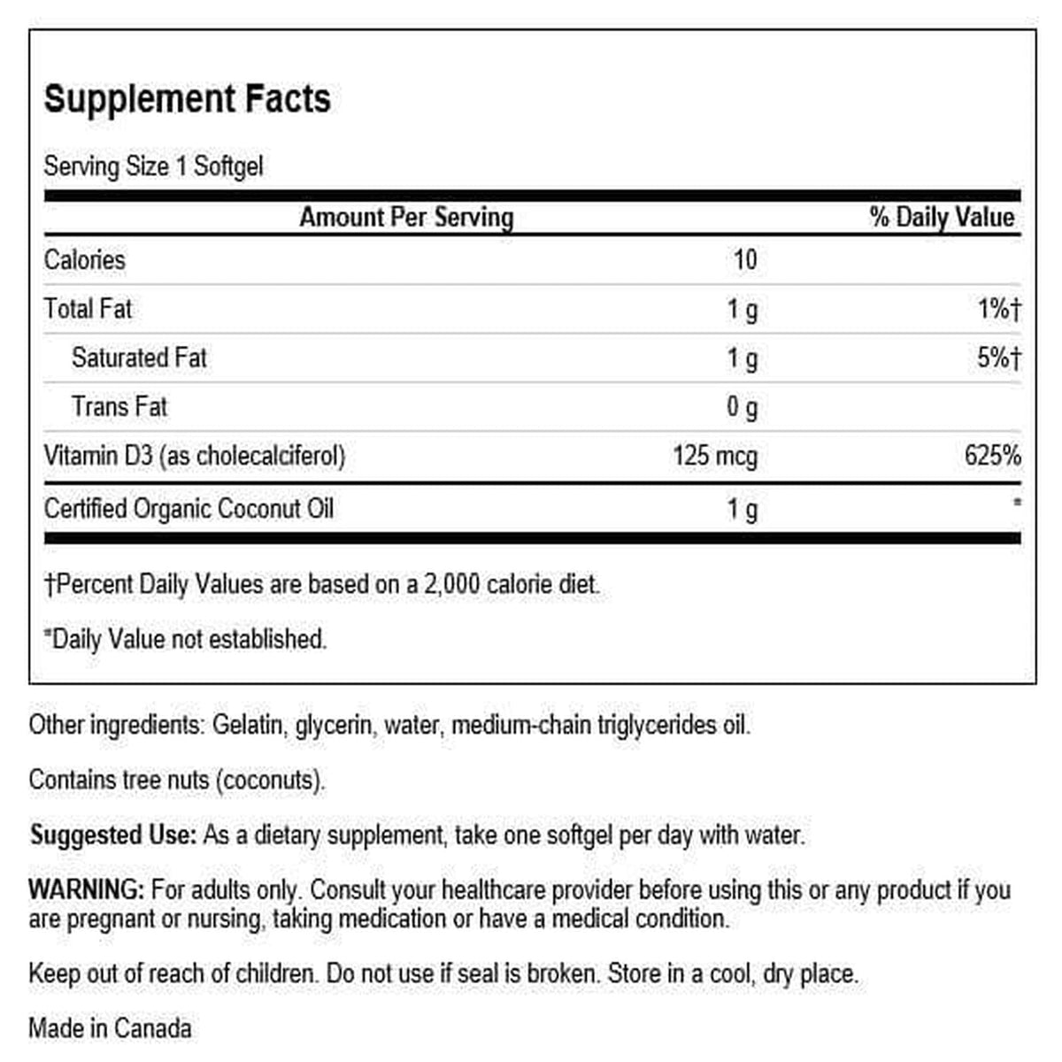 Emballage de Swanson Vitamine D-3 5000 IU 60 gélules