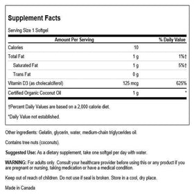 Emballage de Swanson Vitamine D-3 5000 IU 60 gélules