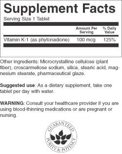 Emballage de Swanson Vitamine K-1 100 mcg