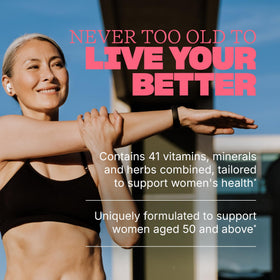 Emballage de Swisse Multivitamines Femmes 50+, informations nutritionnelles
