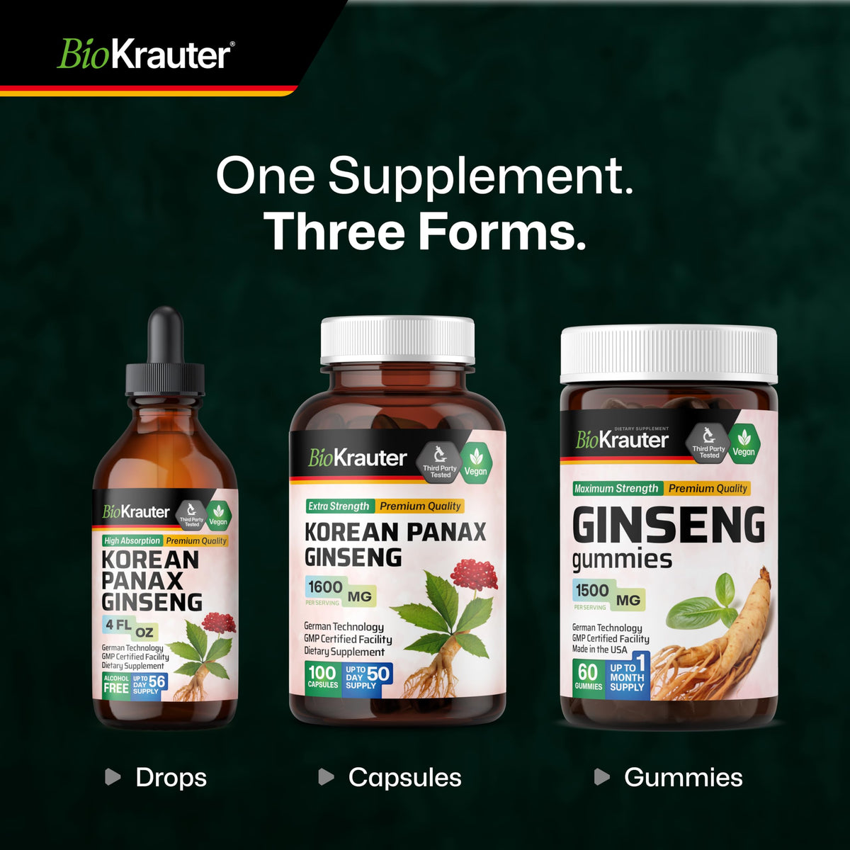 Emballage de Teinture de Ginseng Panax Rouge BIO KRAUTER