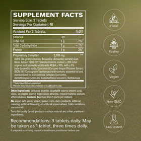 Emballage de Terry Naturally Curamin Extra Strength avec des informations sur le produit