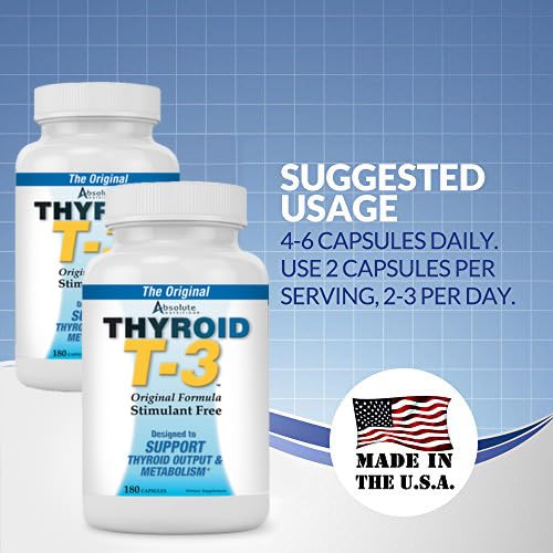 Emballage de Thyroid T-3 d'Absolute Nutrition avec étiquette visible