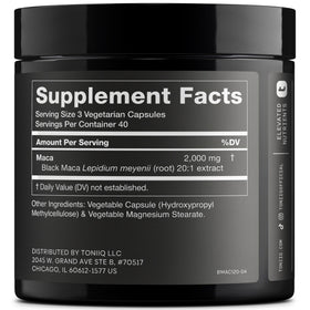 Emballage de Toniiq Maca Noire 2000mg