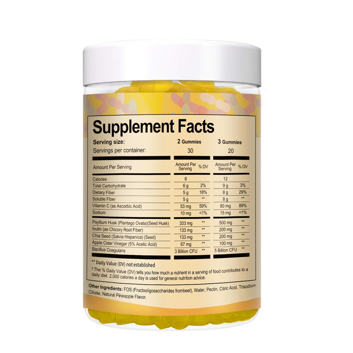 Emballage de Totaria Gummies Probiotiques Fibres 299g