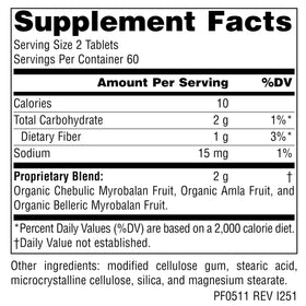 Emballage de Triphala Gold 1000mg, 120 comprimés, vue de côté