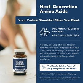 Emballage de Triquetra Health Instant Aminos avec informations nutritionnelles