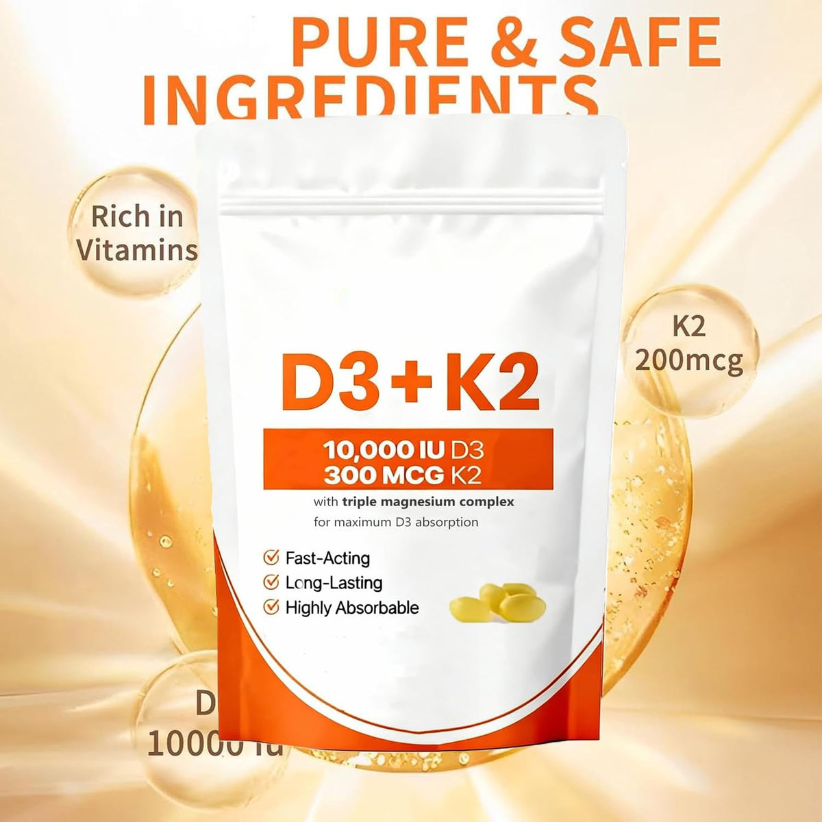 Emballage de true nutra D3 K2 10 000 UI sur fond blanc
