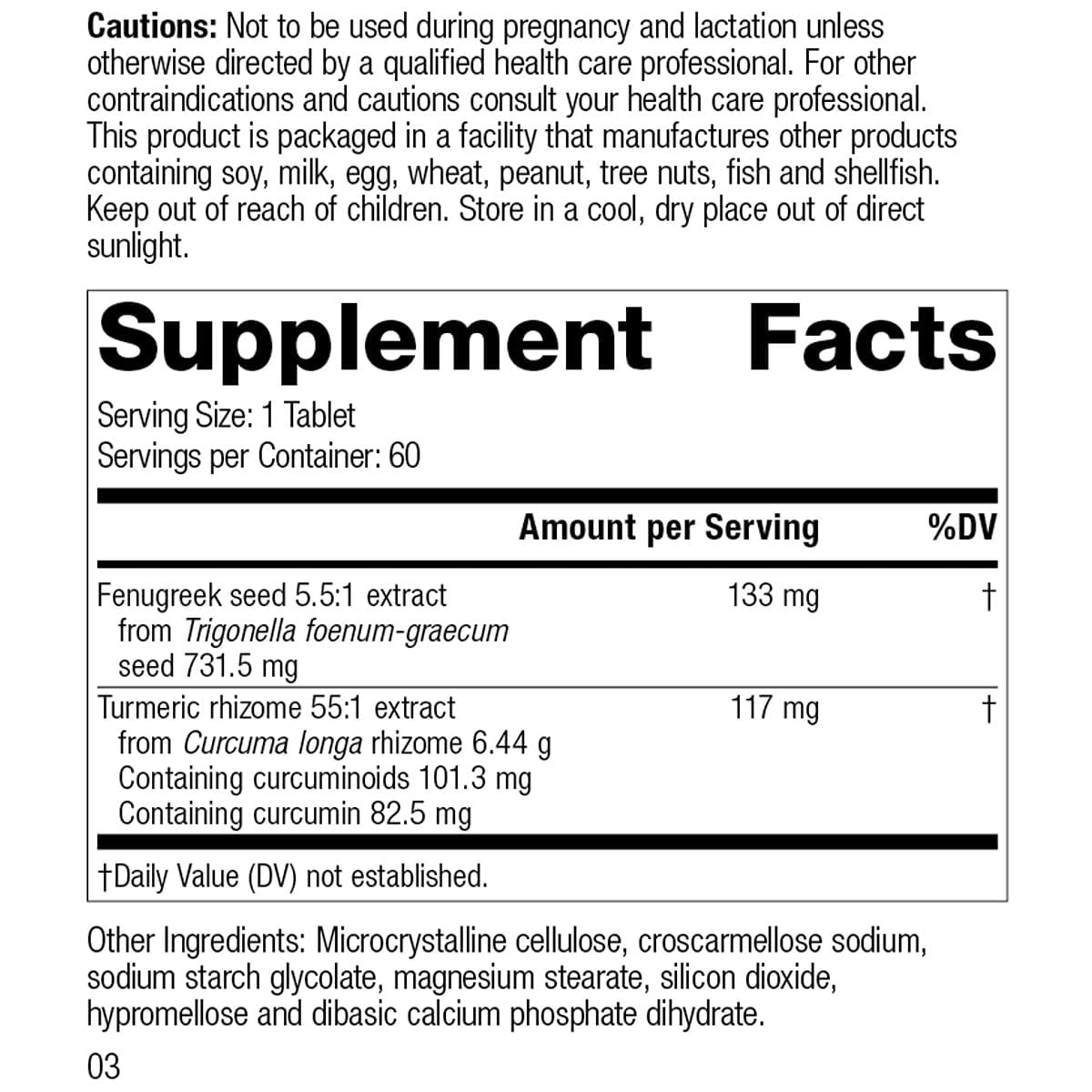 Emballage de Turmeric Forte 60 comprimés Standard Process Inc.