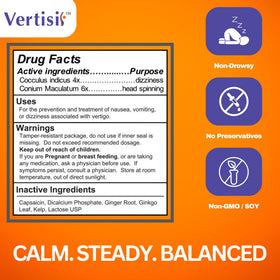 Emballage de Vertisil 60 capsules avec informations nutritionnelles