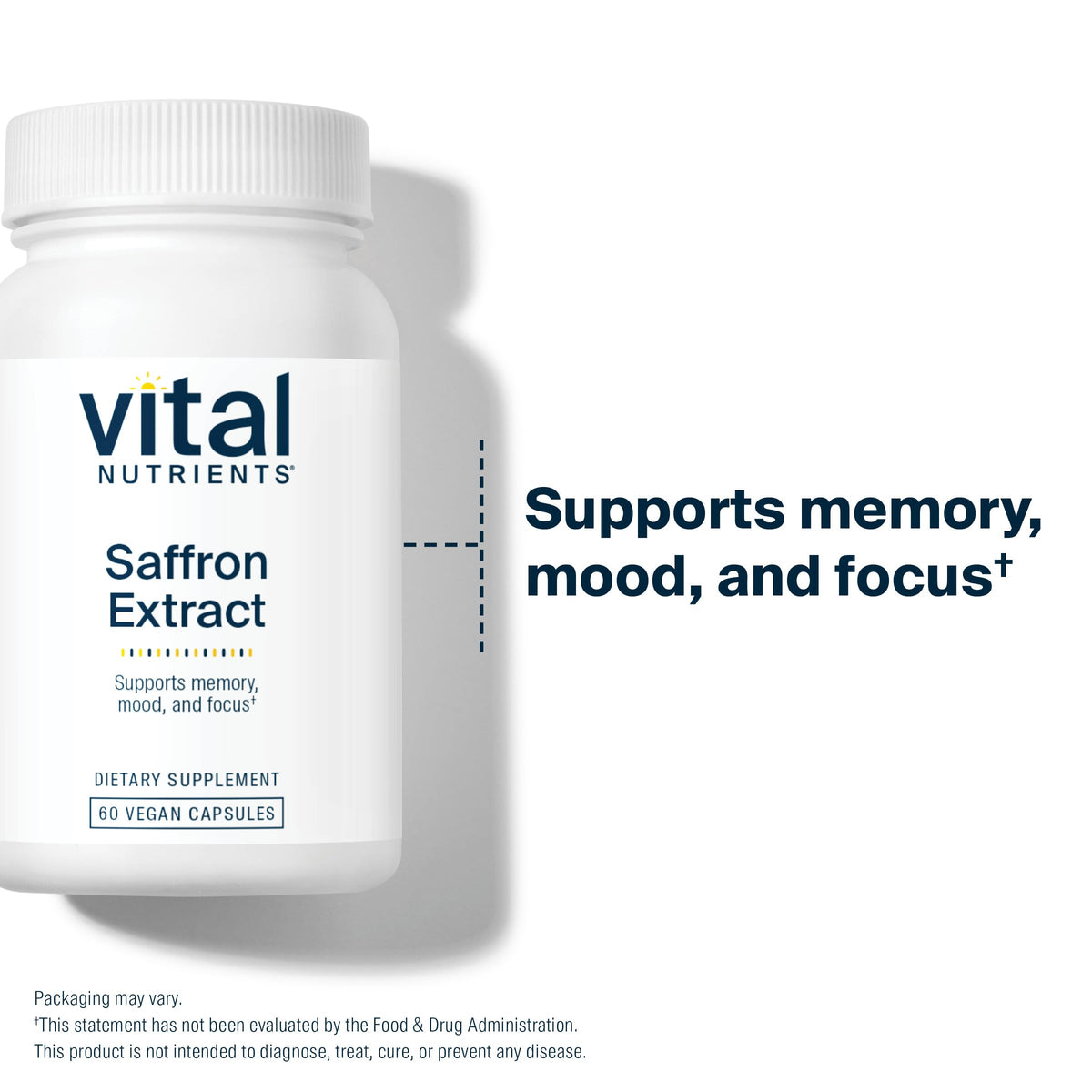 Emballage de Vital Nutrients Extrait de Safran sur fond blanc