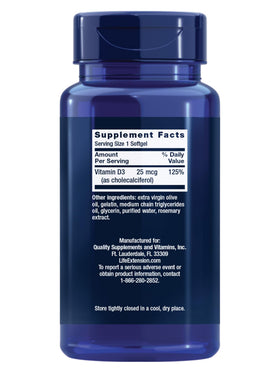 Emballage de vitamine D3 Life Extension, vue de face