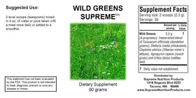 Emballage de Wild Greens avec informations nutritionnelles