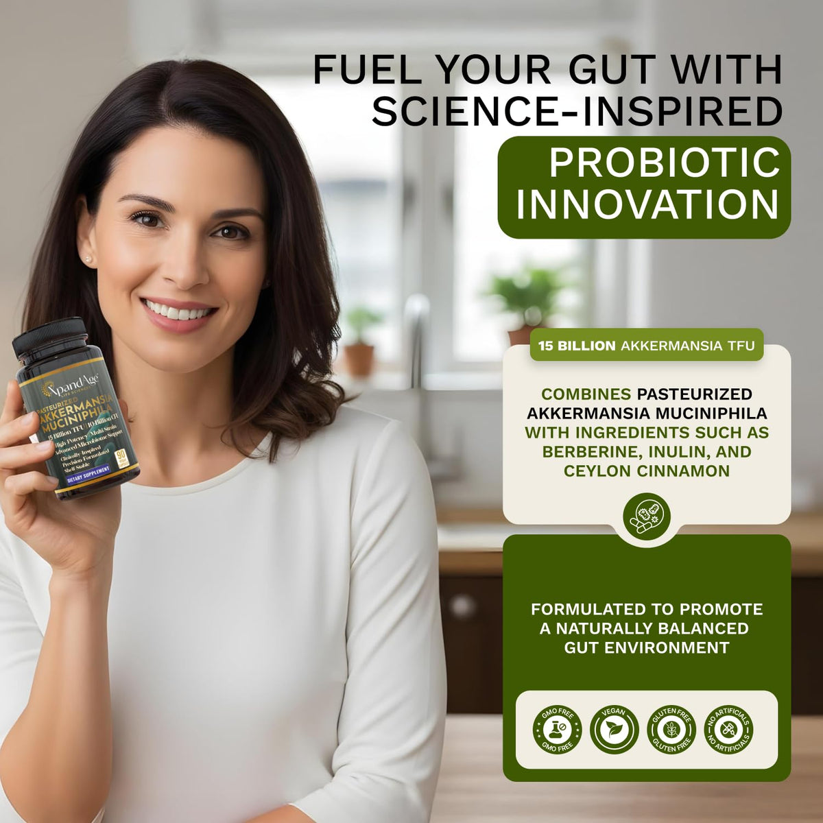 Emballage de XpandAge Akkermansia Muciniphila avec informations nutritionnelles