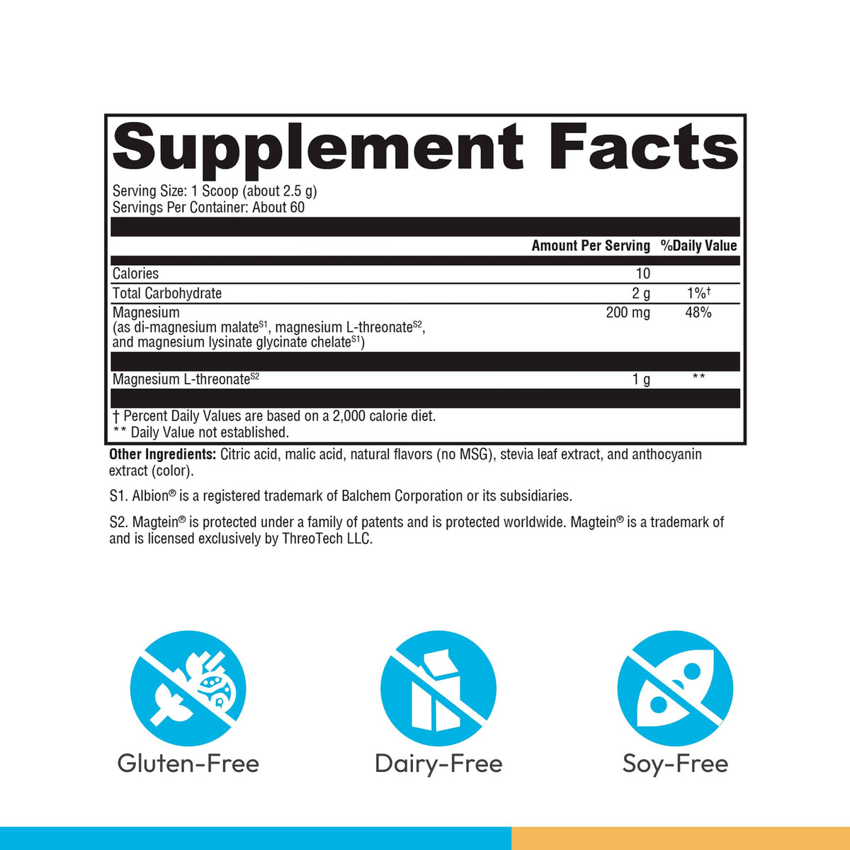 Emballage de XYMOGEN OptiMag Neuro 222g avec informations nutritionnelles