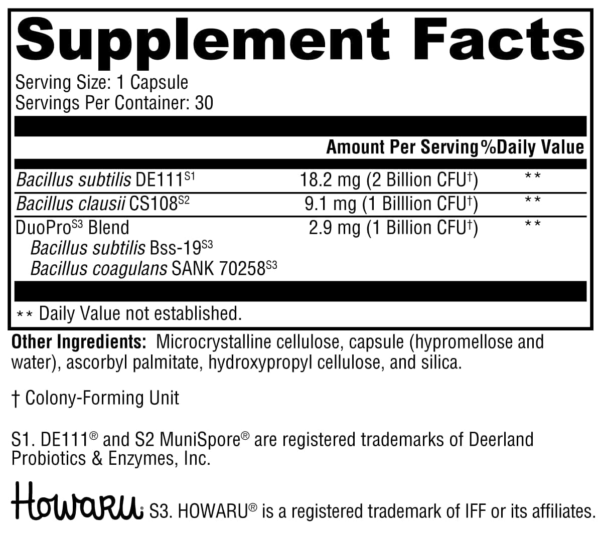 Emballage de XYMOGEN ProbioMax Spore 30 Capsules
