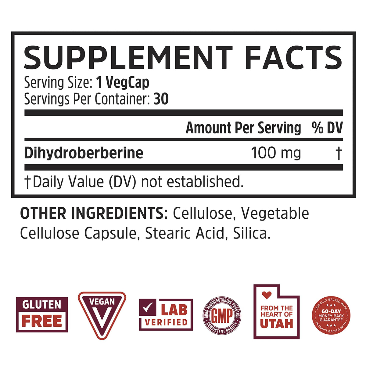 Emballage de ZHOU Dihydroberberine 100 mg côté