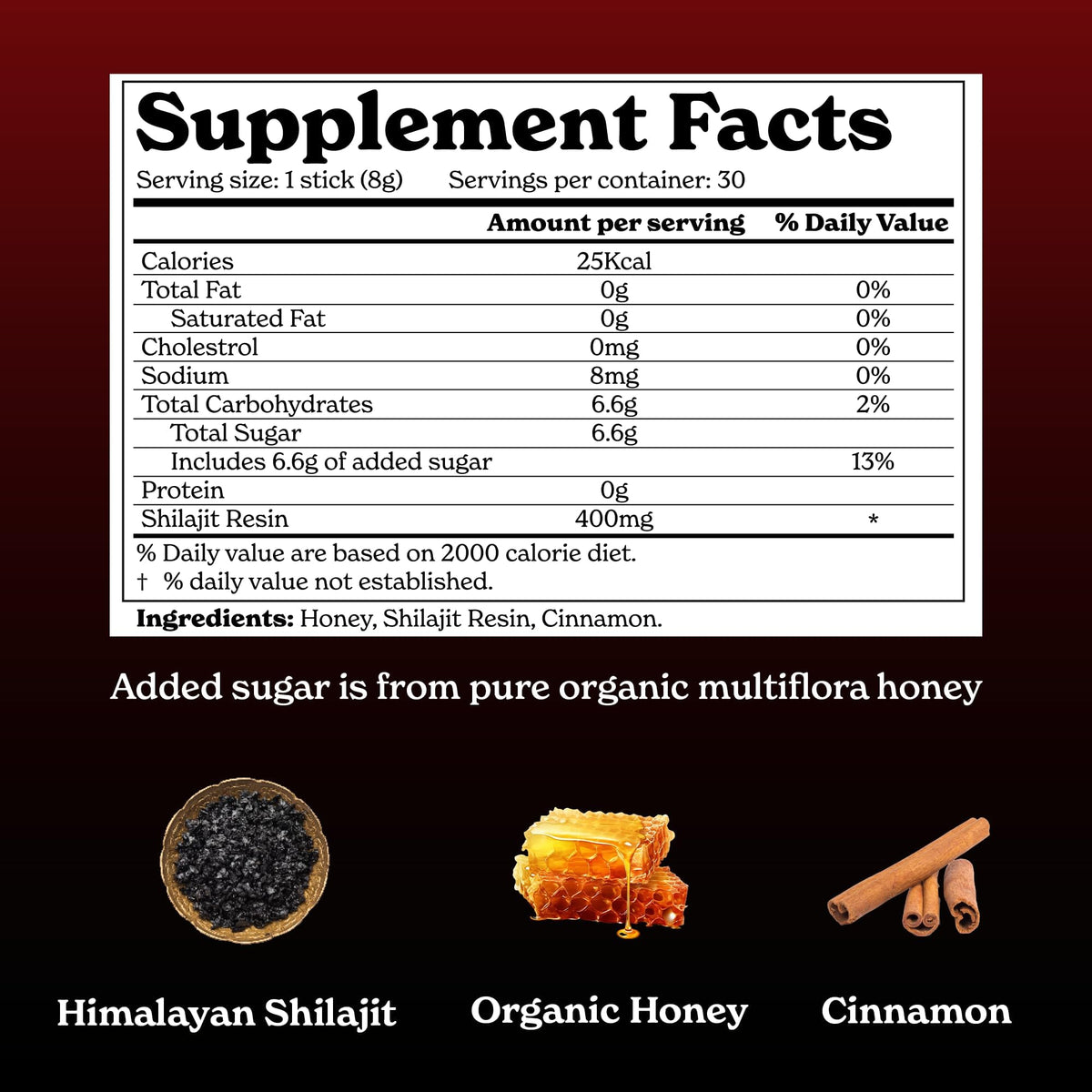 Emballage des bâtonnets Better Alt Shilajit au Miel de Cannelle