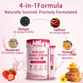 Emballage des bâtons de miel Shilajit Belano sur fond blanc