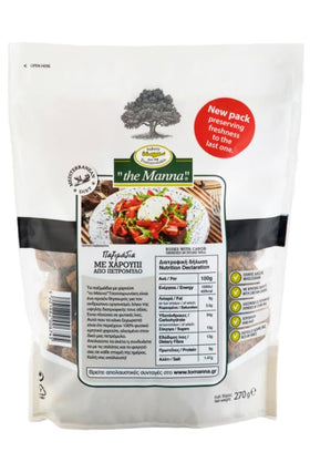Emballage des biscottes de caroube de the Manna