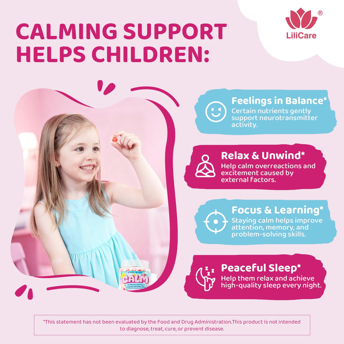 Emballage des bonbons calmants LILICARE, informations nutritionnelles