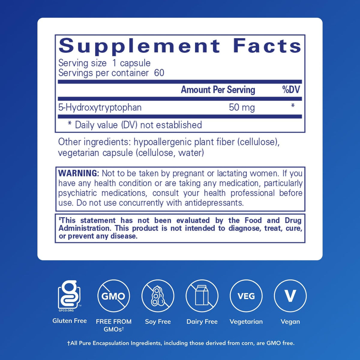 Emballage des capsules 5-HTP Pure Encapsulations