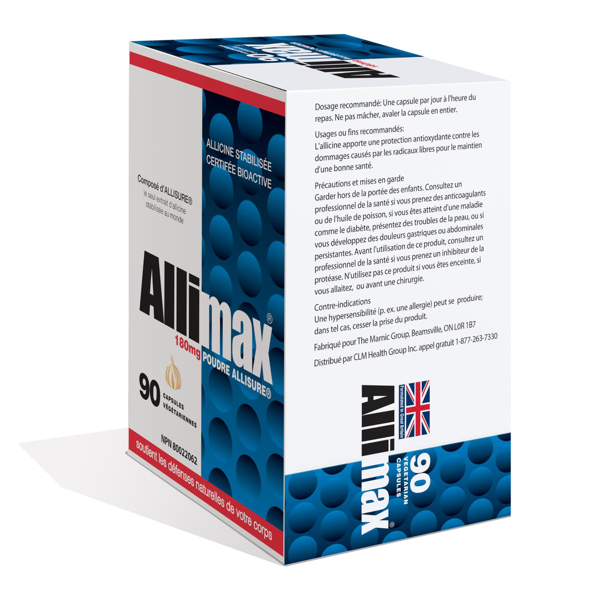 Emballage des capsules ALLIMAX avec informations nutritionnelles