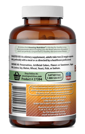Emballage des capsules Amazing Nutrition Boswellia et Curcuma avec étiquette visible