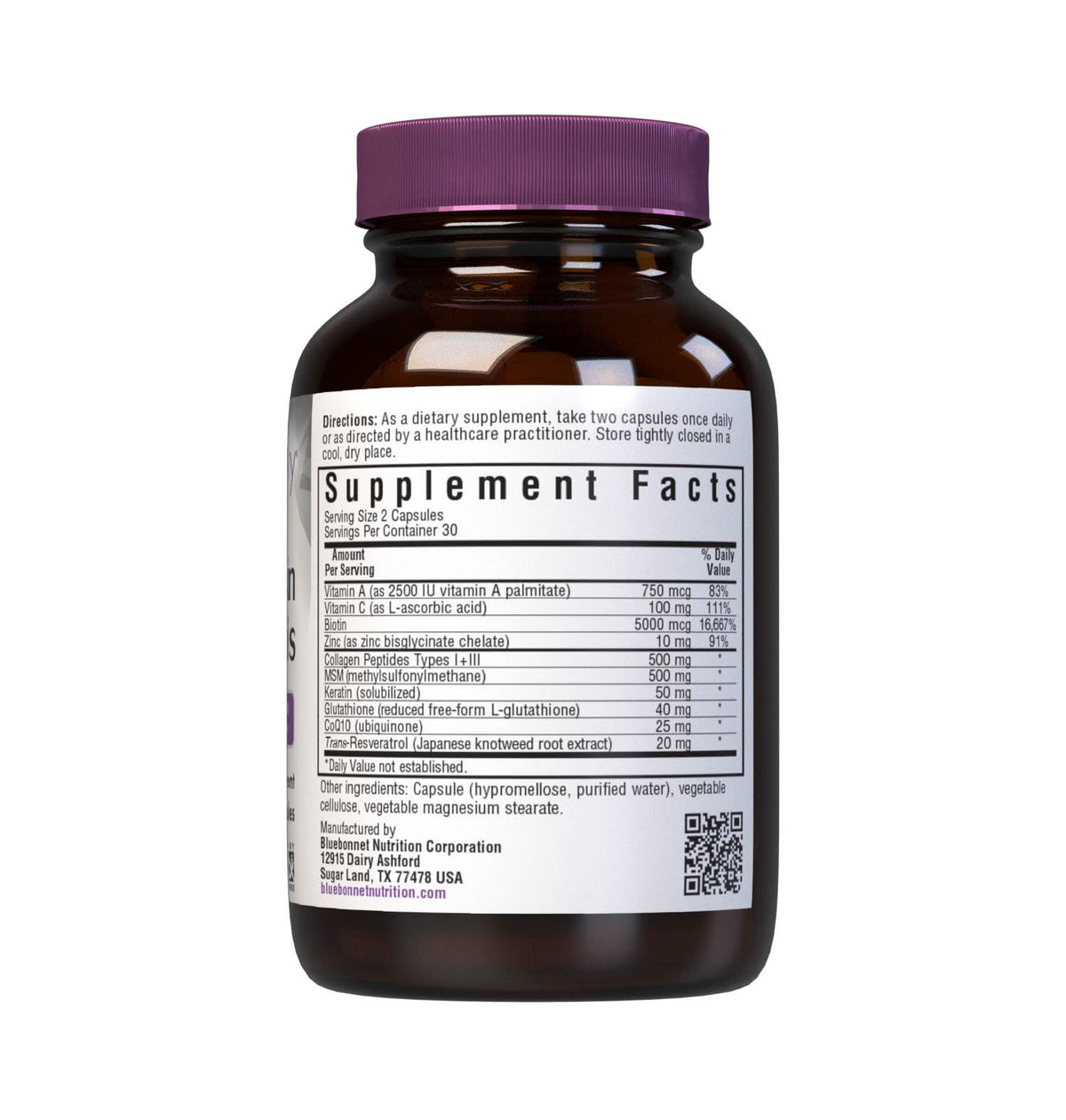 Emballage des capsules BlueBonnet Beautiful Ally Hair Skin Nails