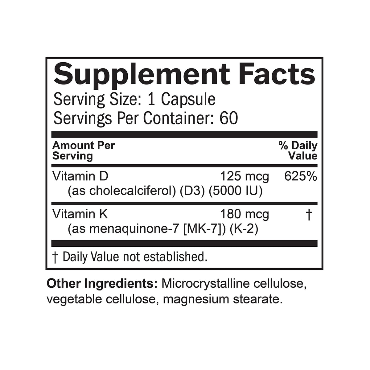 Emballage des capsules BrainMD Vitamine D3 + K2