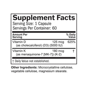 Emballage des capsules BrainMD Vitamine D3 + K2