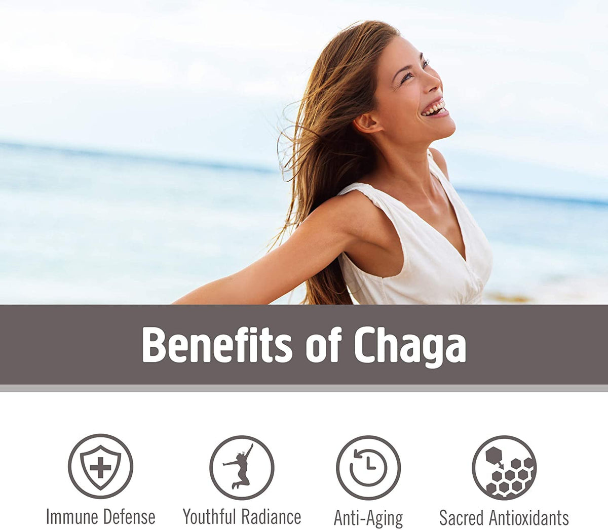 Emballage des capsules Chaga OM MUSHROOM, informations nutritionnelles