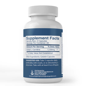 Emballage des capsules d'Acetyl L-Carnitine PURE ORIGINAL INGREDIENTS