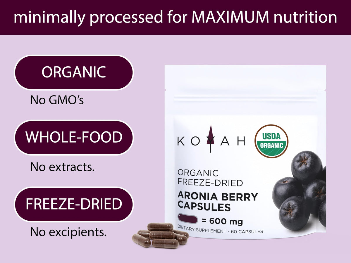 Emballage des capsules d'aronia bio KOYAH, face avant