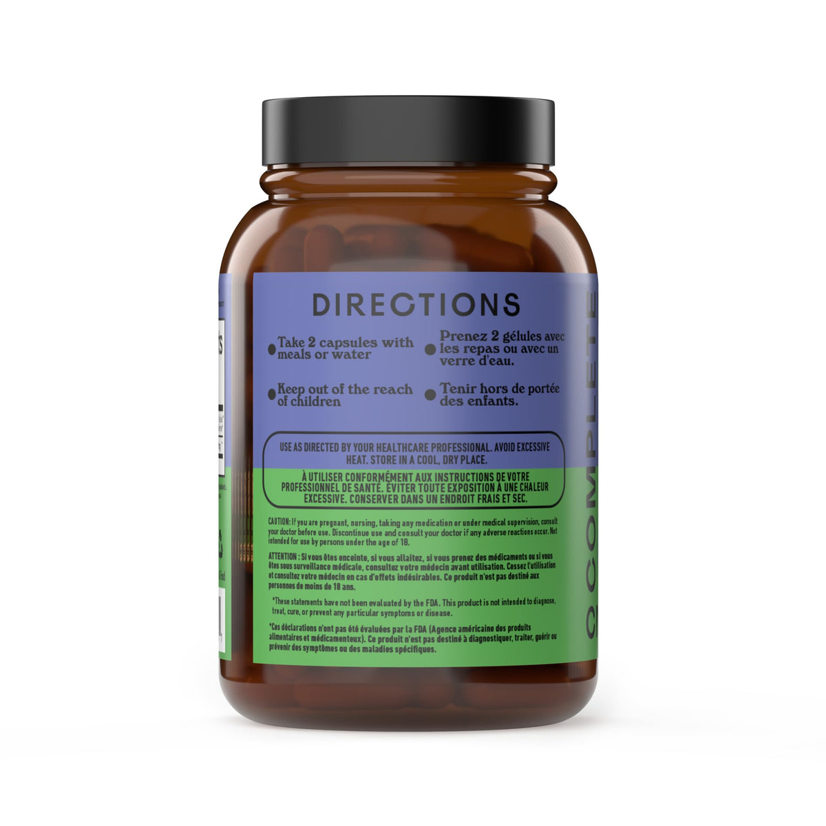 Emballage des capsules d'Ashwagandha Bio 500mg, côté