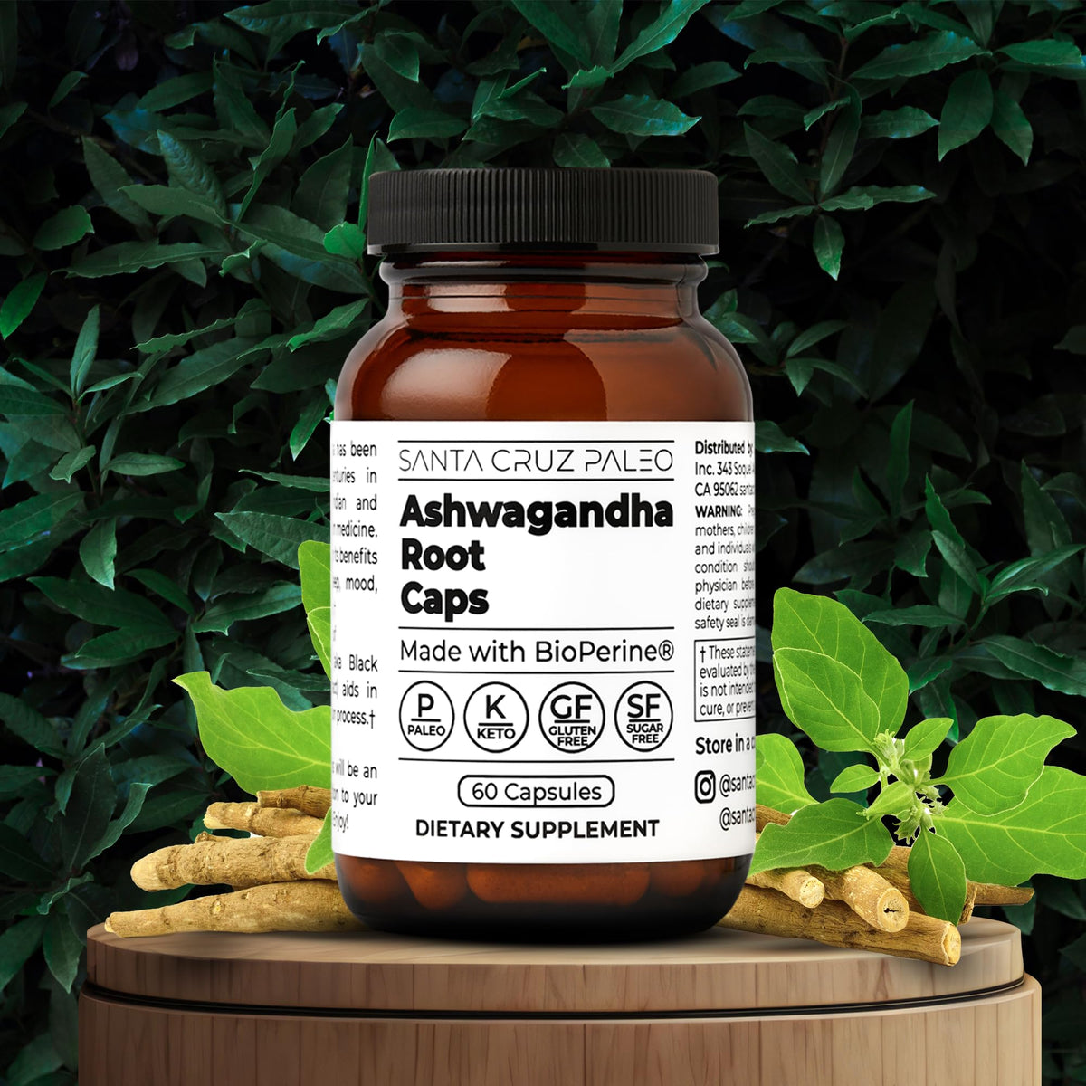 Emballage des capsules d'Ashwagandha Santa Cruz Paleo