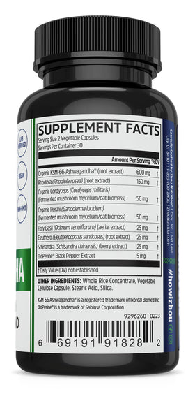 Emballage des capsules d'Ashwagandha ZHOU, 60 capsules