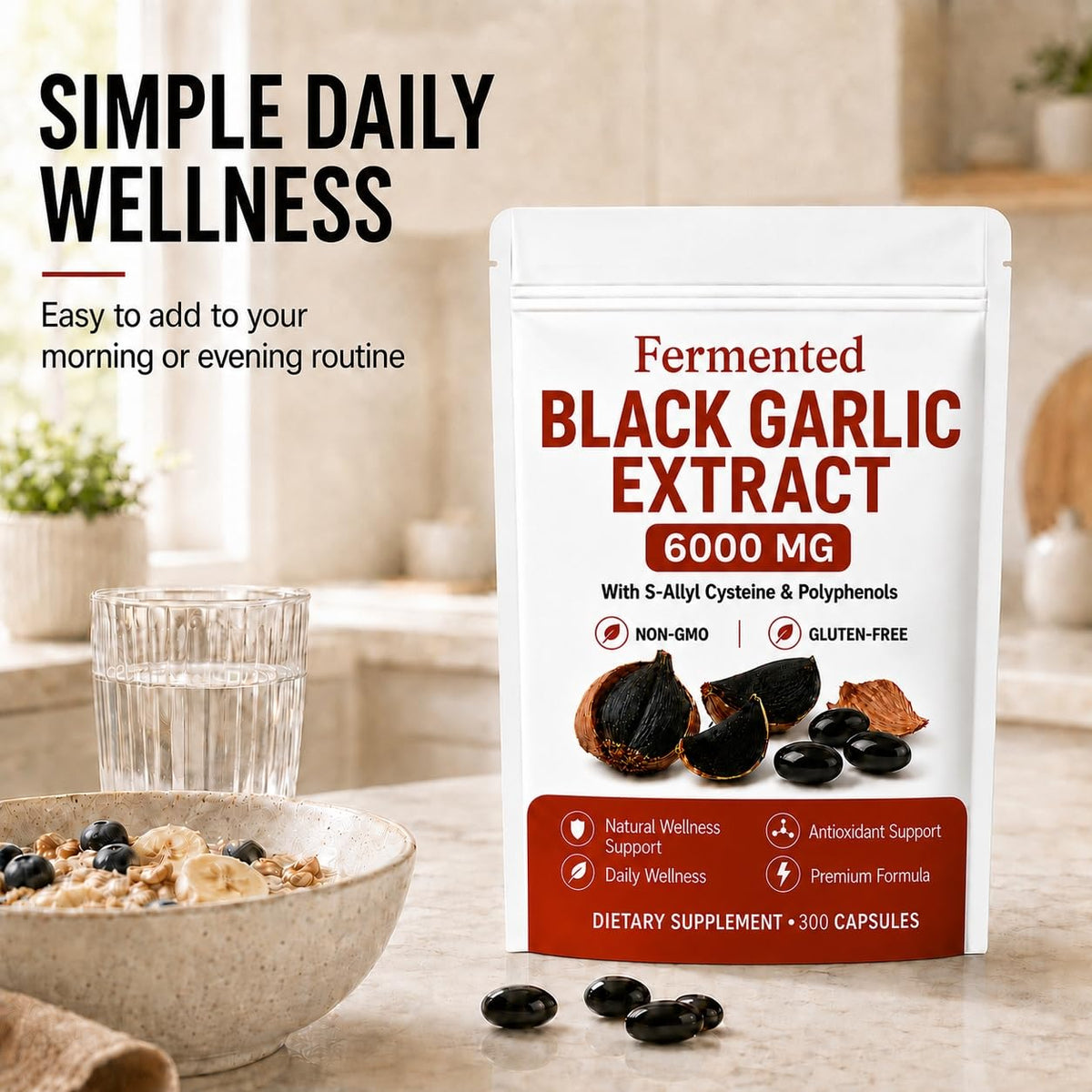 Emballage des capsules d'extrait d'ail noir fermenté BYDNES LABS
