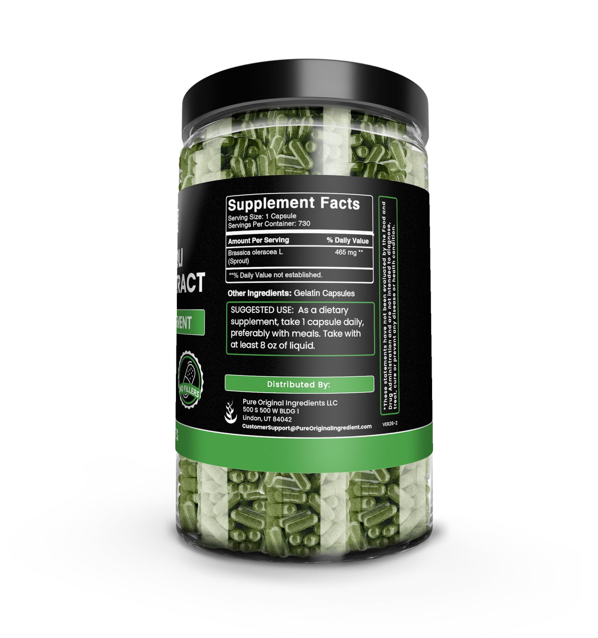Emballage des capsules d'extrait de brocoli PURE ORIGINAL INGREDIENTS