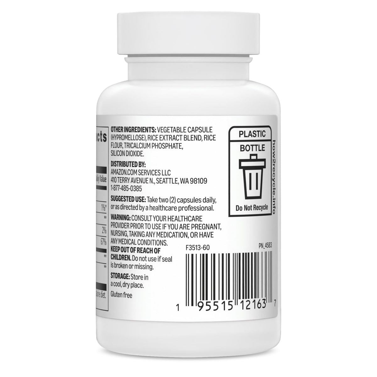 Emballage des capsules d'extrait de canneberge Basics, vue arrière