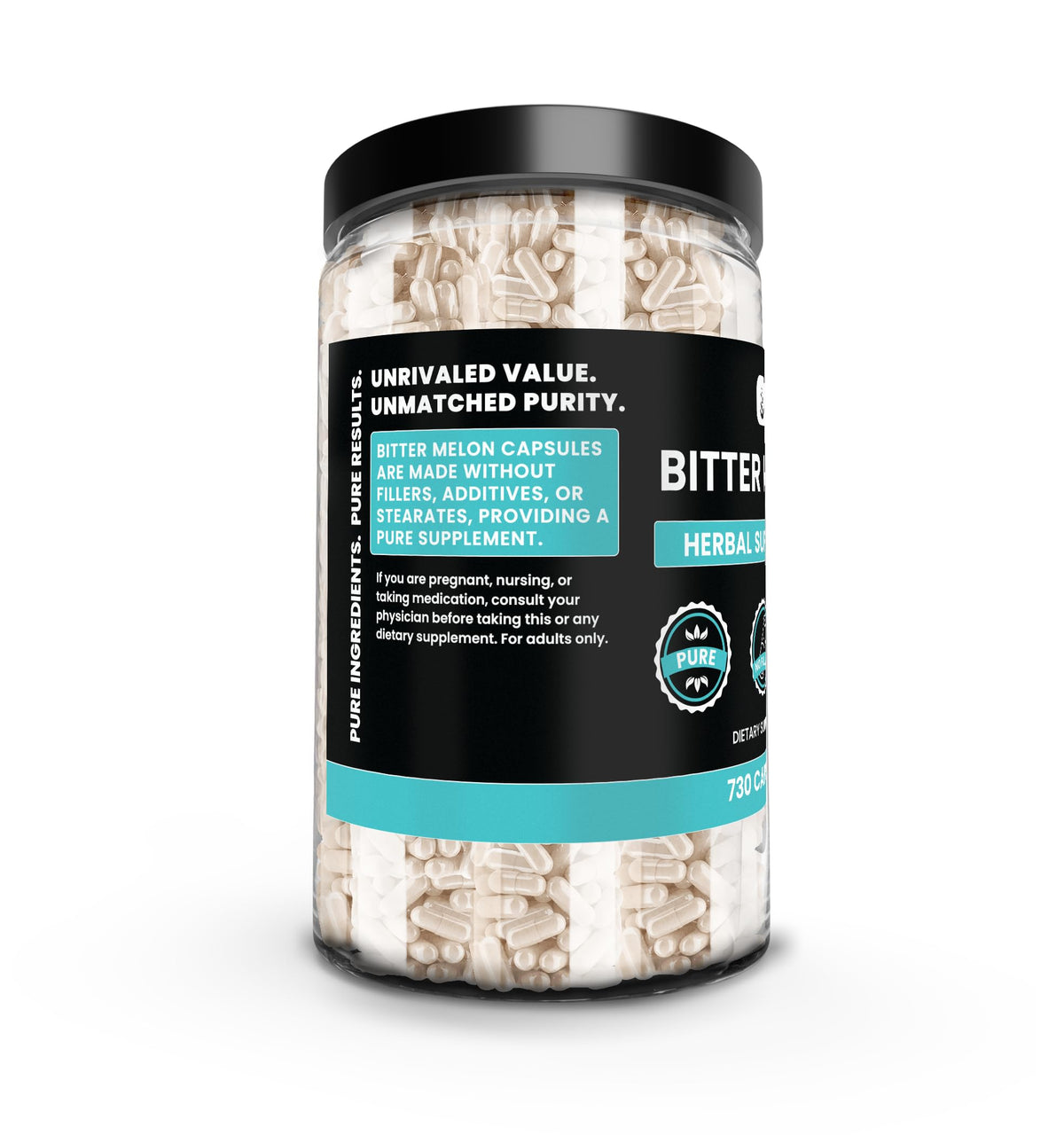 Emballage des capsules d'extrait de melon amer, vue latérale