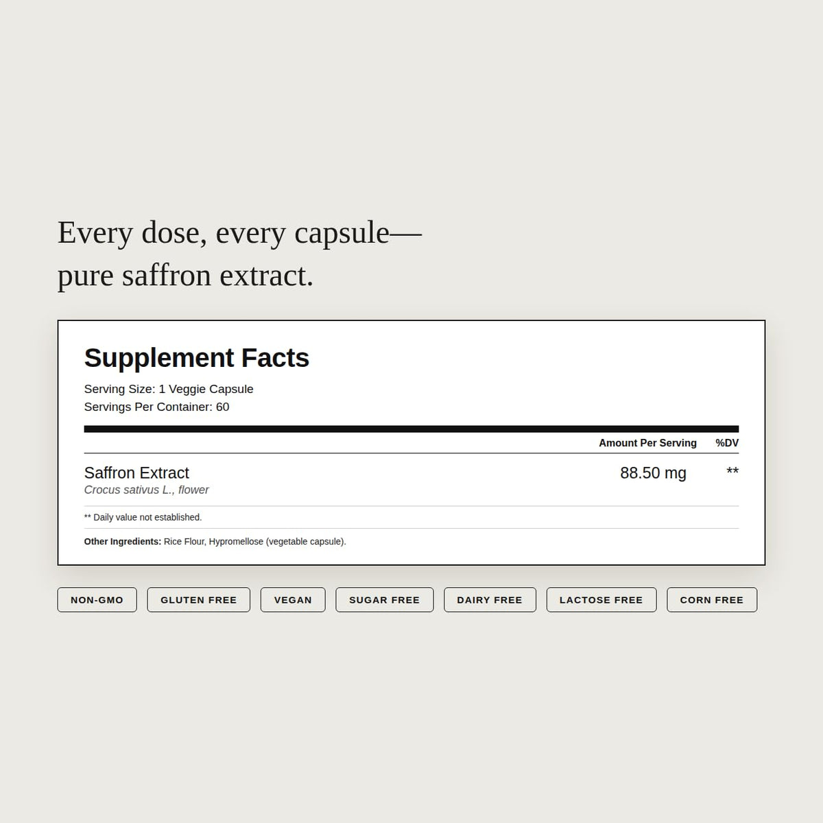 Emballage des capsules d'extrait de safran pur Dear Apothecary