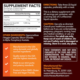 Emballage des Capsules d'Huile de Nigelle HAVASU NUTRITION