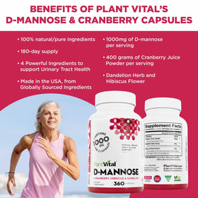 Emballage des capsules D-Mannose Plantvital, dimensions de 16.9 x 9 x 8.8 cm