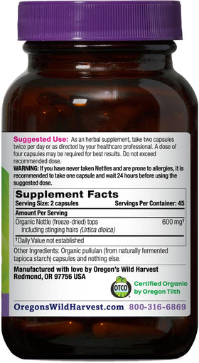 Emballage des Capsules d'Ortie Bio Oregon's Wild Harvest, 90 capsules