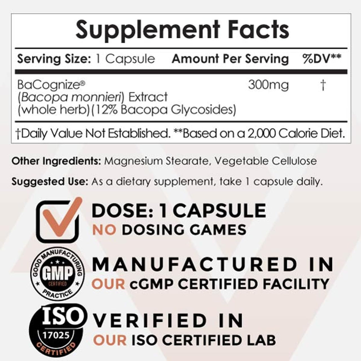 Emballage des capsules de Bacopa Monnieri Nootropics Depot