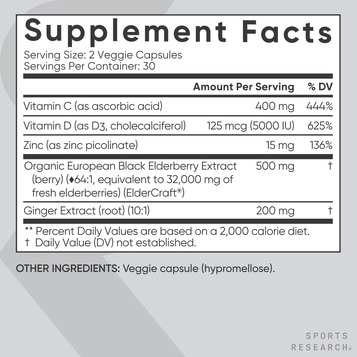 Emballage des Capsules de Baies de Sureau Sports Research