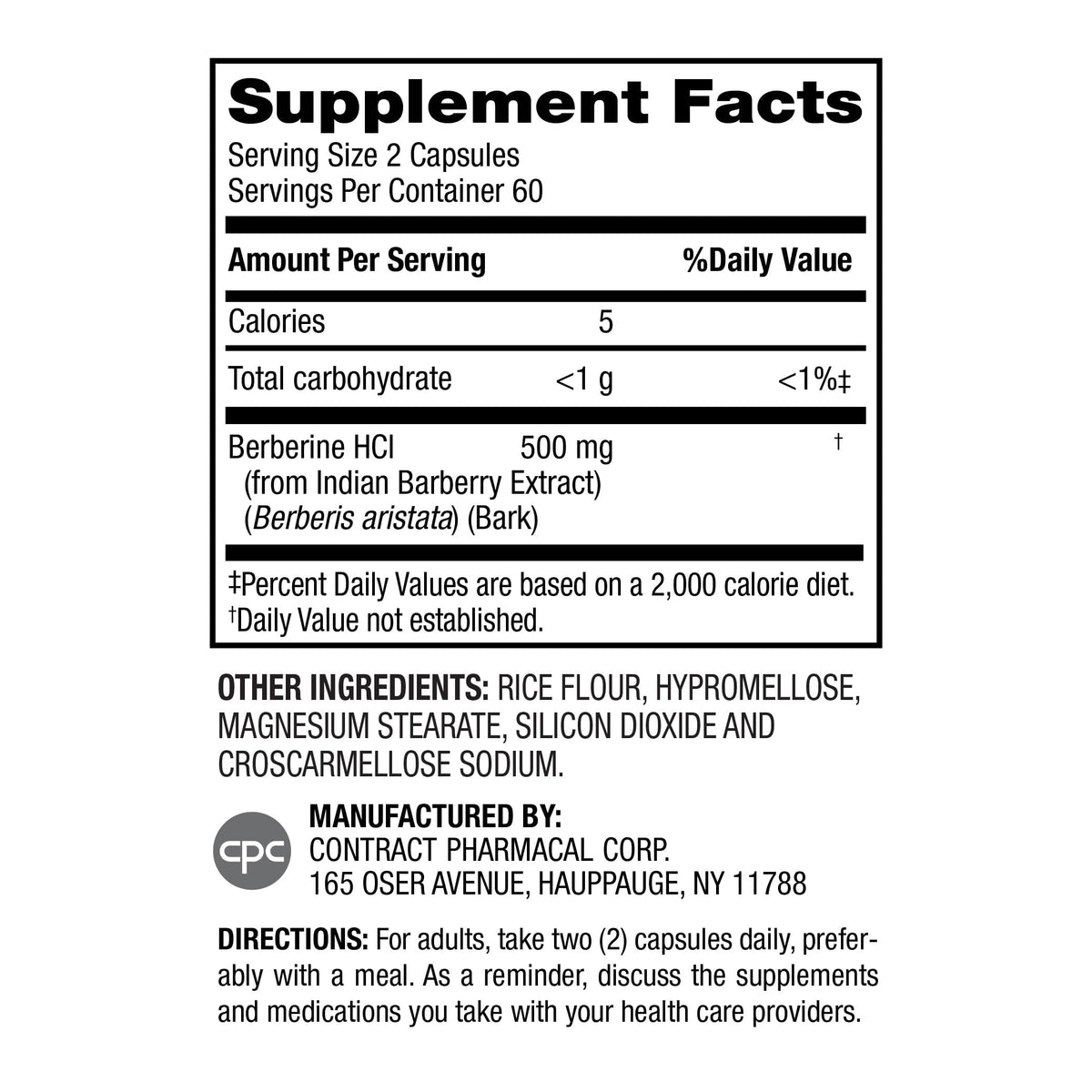 Emballage des capsules de Berbérine 500mg d'Earth's Splendor