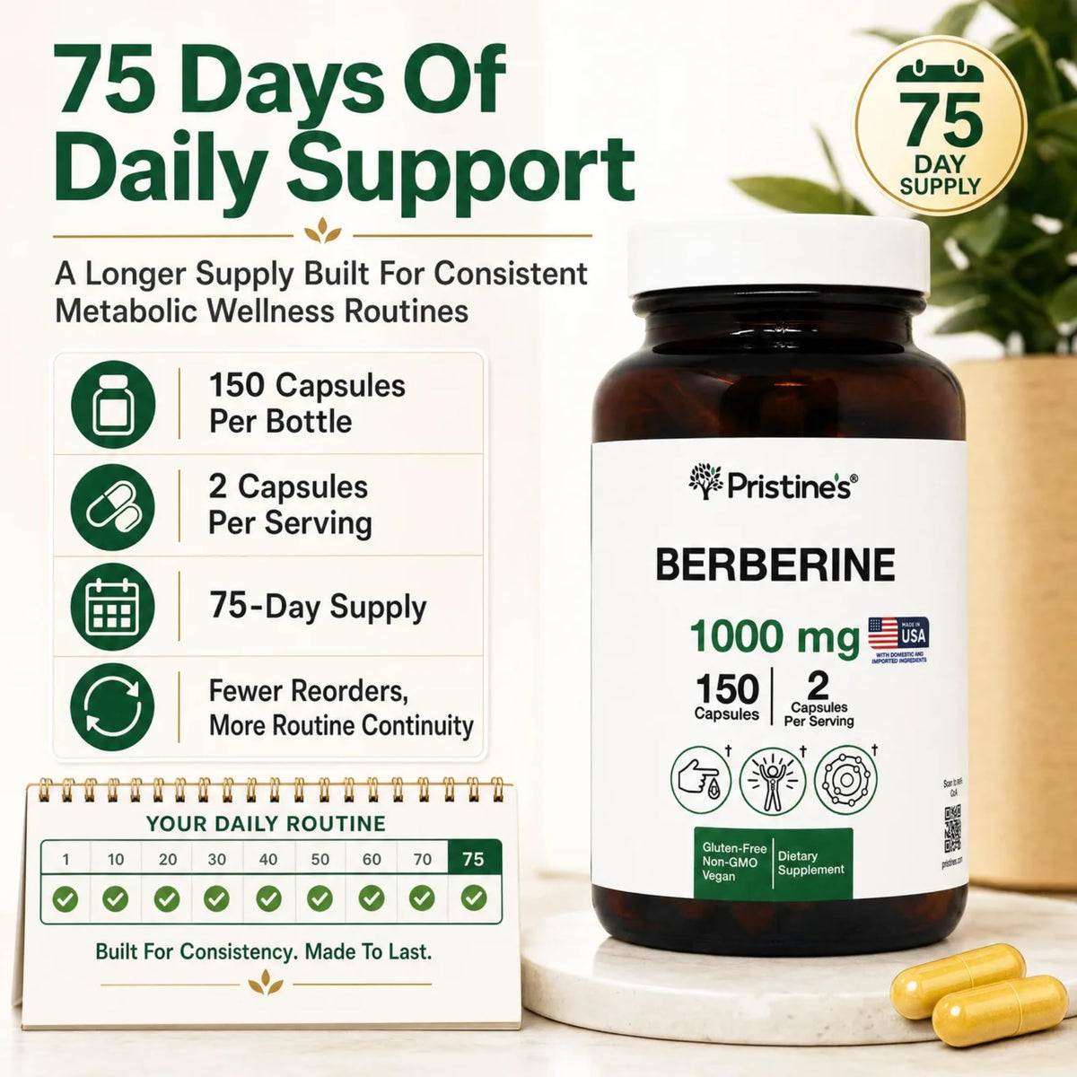 Emballage des capsules de berbérine PRISTINE'S