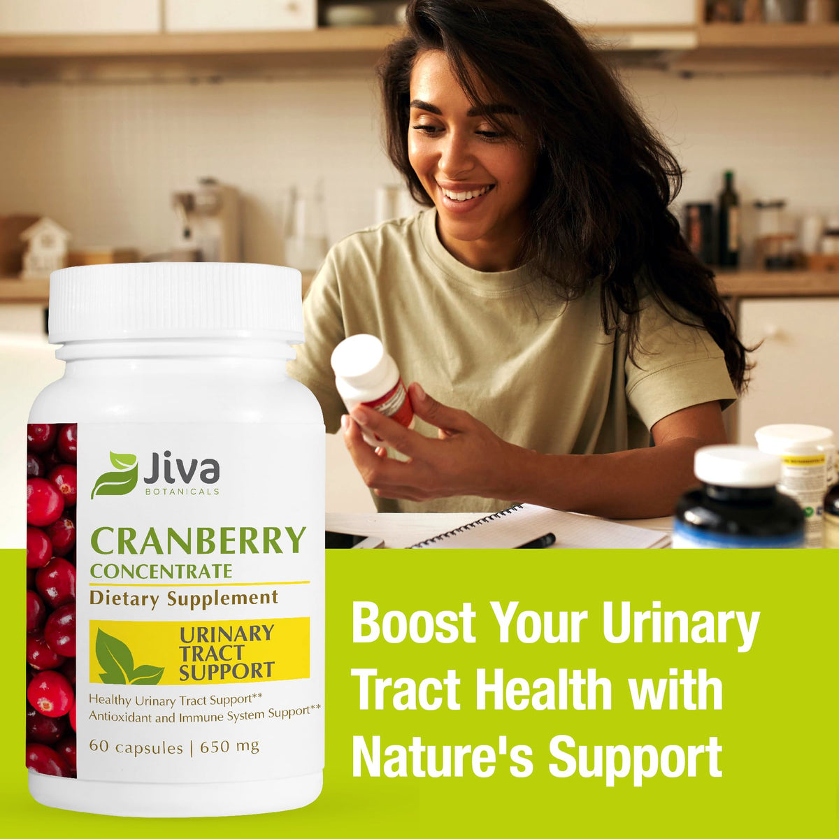 Emballage des capsules de canneberge Jiva Botanicals